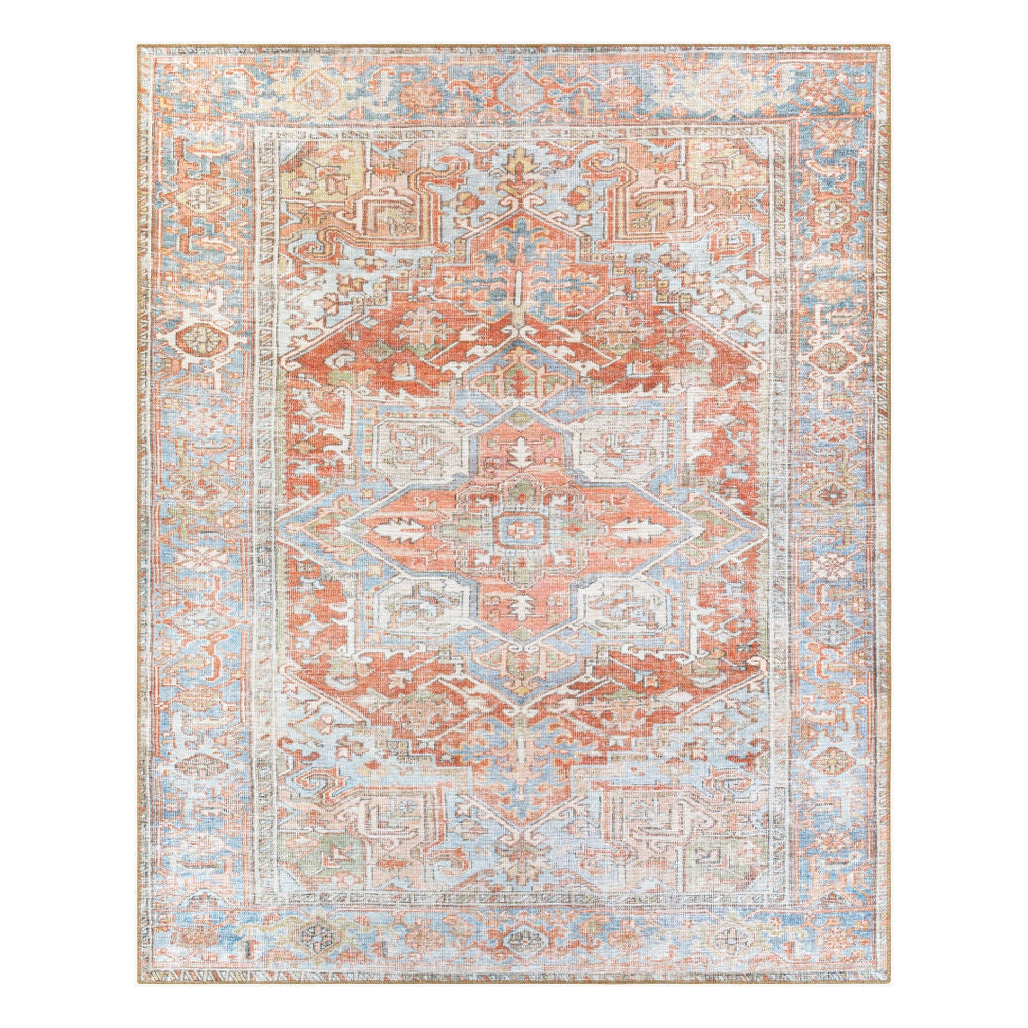 Alanya Brown/Sage Machine Woven Rug - 5'3" x 7'