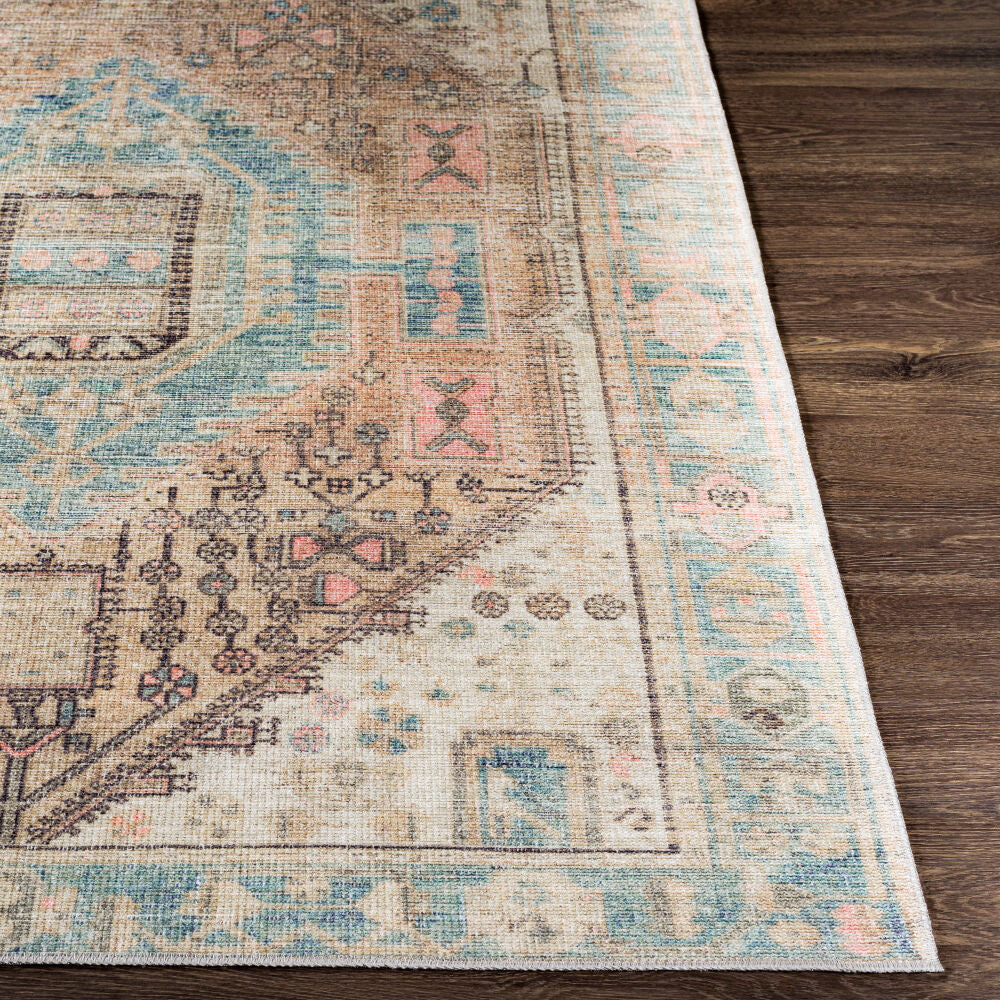 Alanya Coral/Sage Machine Woven Rug - front
