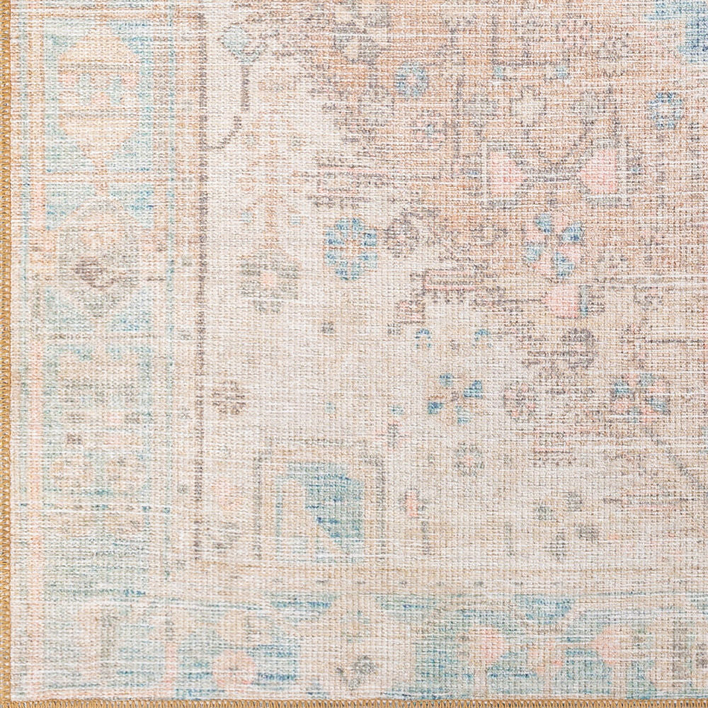 Alanya Coral/Sage Machine Woven Rug - swatch