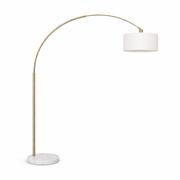 Ambient Arch Gold Brass Floor Lamp with Large Fabric Shade