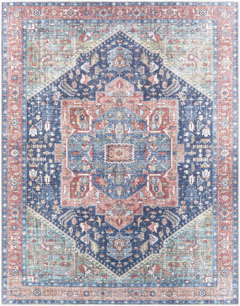 Amelie Blue/Sage Machine Woven Rug - 2'7" x 13'11"