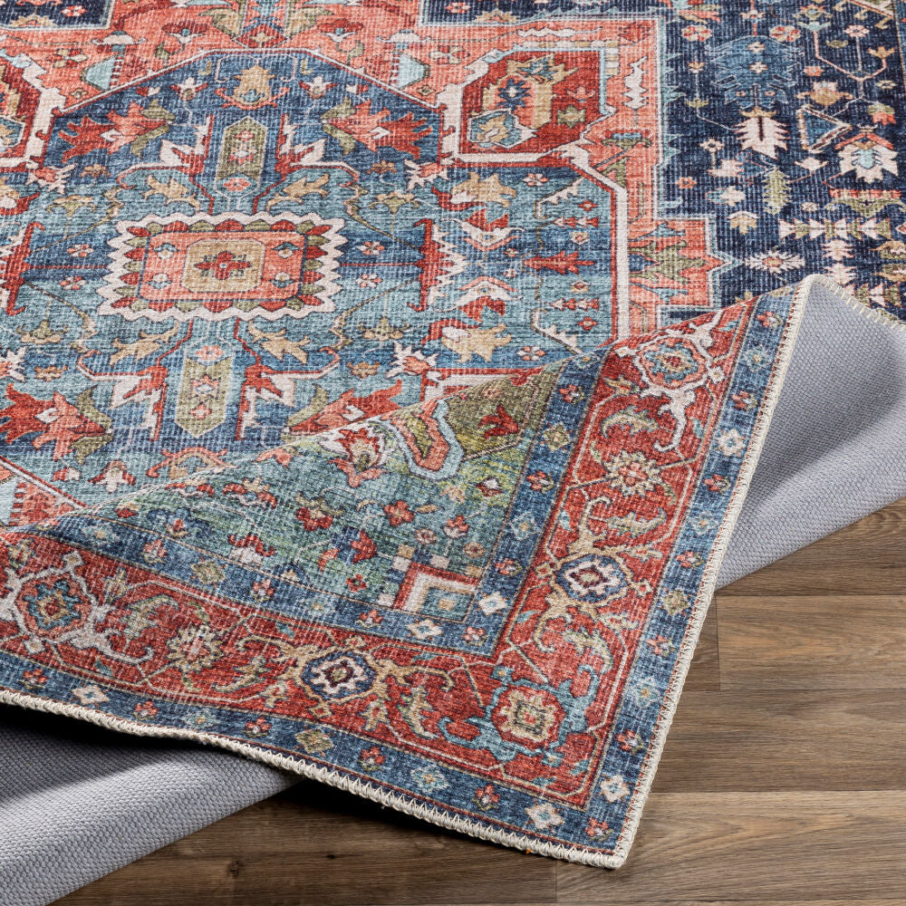 Amelie Blue/Sage Machine Woven Rug - fold