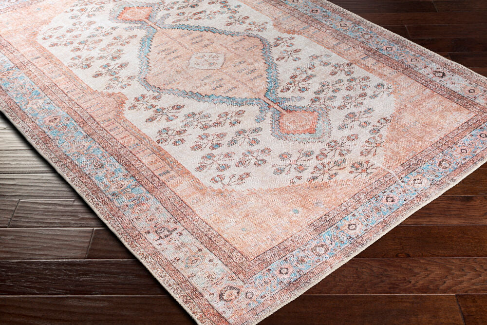Amelie Aqua/Light Gray Machine Woven Rug - corner