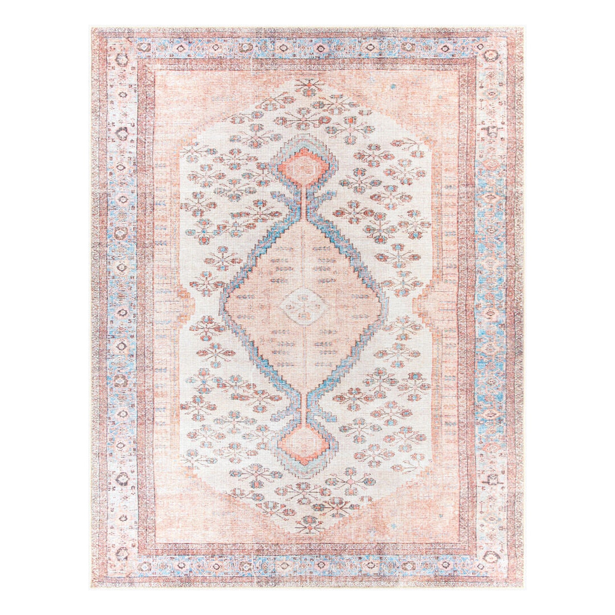 Amelie Aqua/Light Gray Machine Woven Rug - 2' x 2'11"