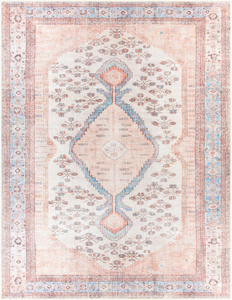 Amelie Aqua/Light Gray Machine Woven Rug - 2' x 2'11"