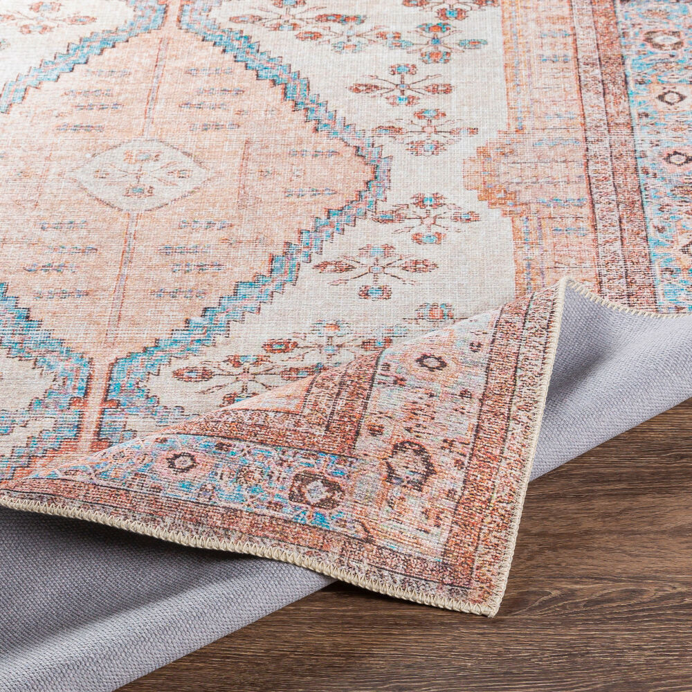 Amelie Aqua/Light Gray Machine Woven Rug - fold