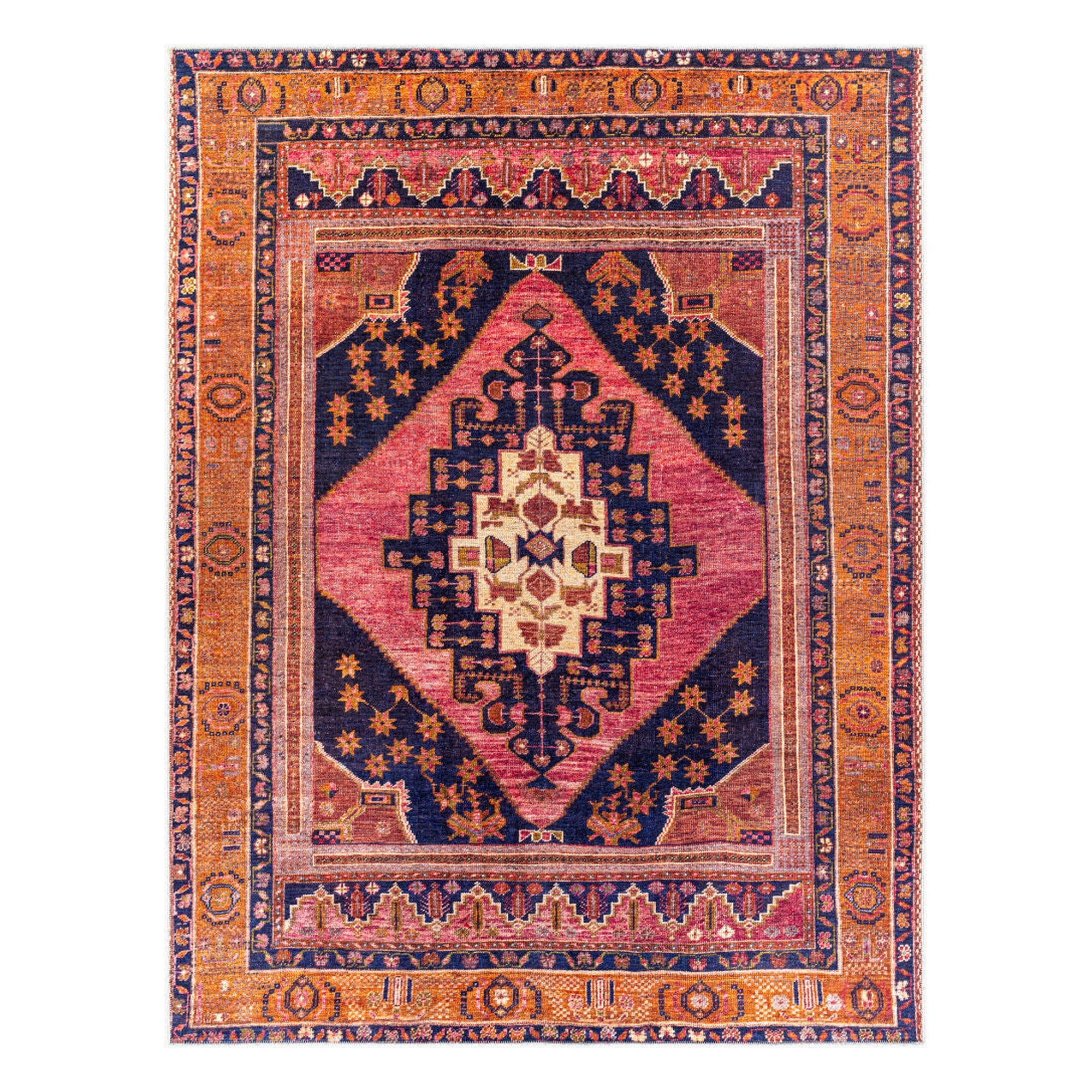 Amelie Burnt Orange/Wheat Machine Woven Rug - 2' x 2'11"