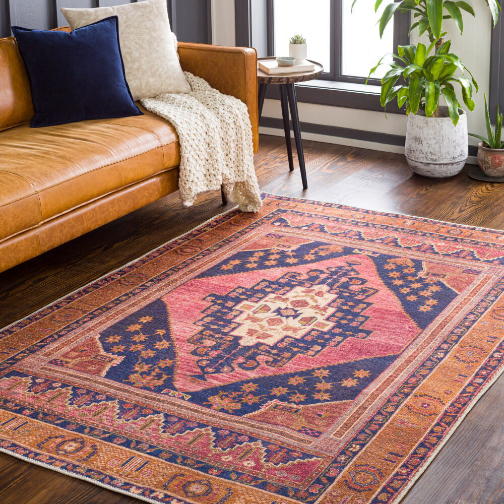 Amelie Burnt Orange/Wheat Machine Woven Rug - roomscene