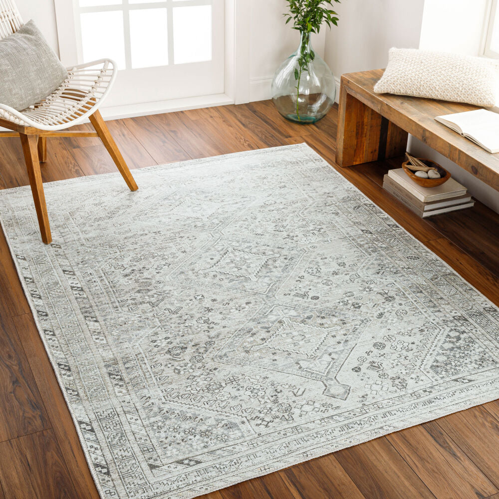 Amelie Charcoal/Taupe Machine Woven Rug - roomscene