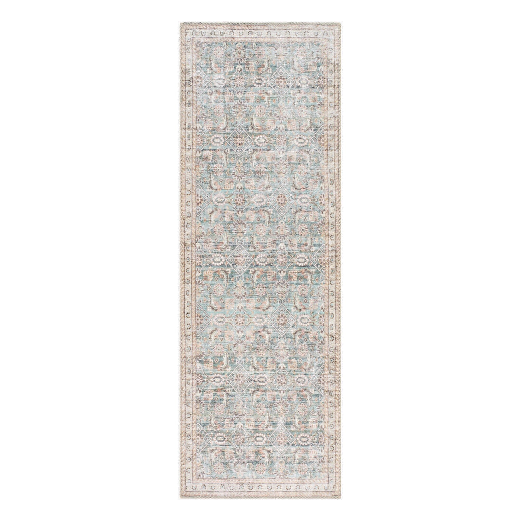 Amelie Brown/Teal Machine Woven Rug - 2' x 2'11"