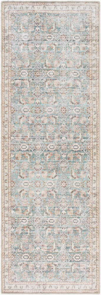 Amelie Brown/Teal Machine Woven Rug - 2' x 2'11"