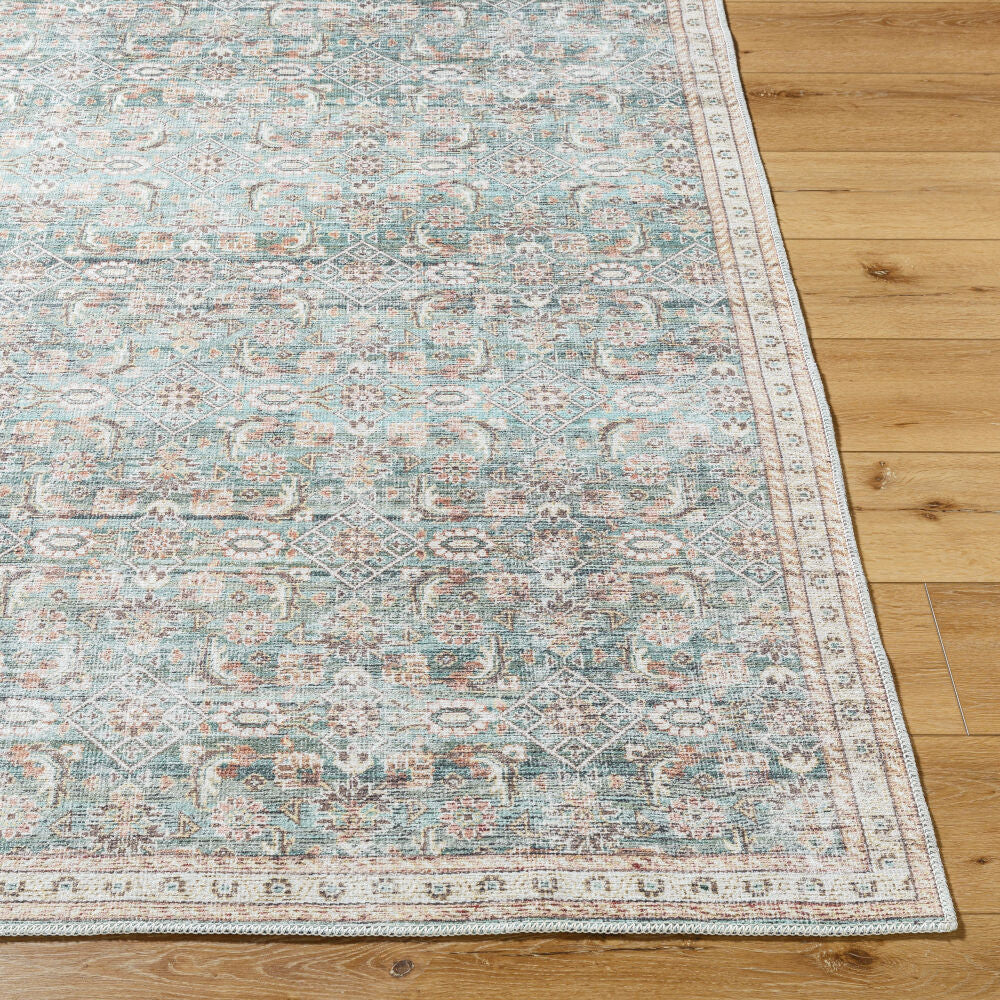 Amelie Brown/Teal Machine Woven Rug - front