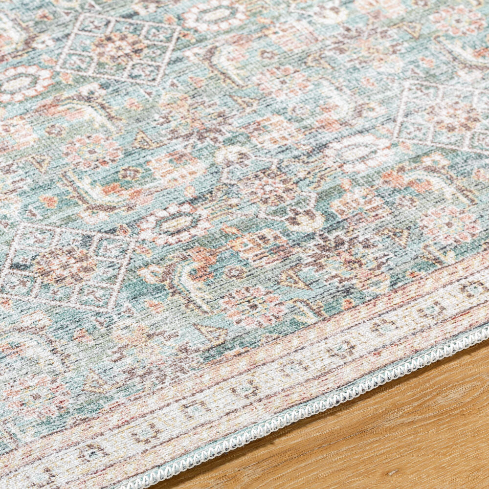 Amelie Brown/Teal Machine Woven Rug - texture