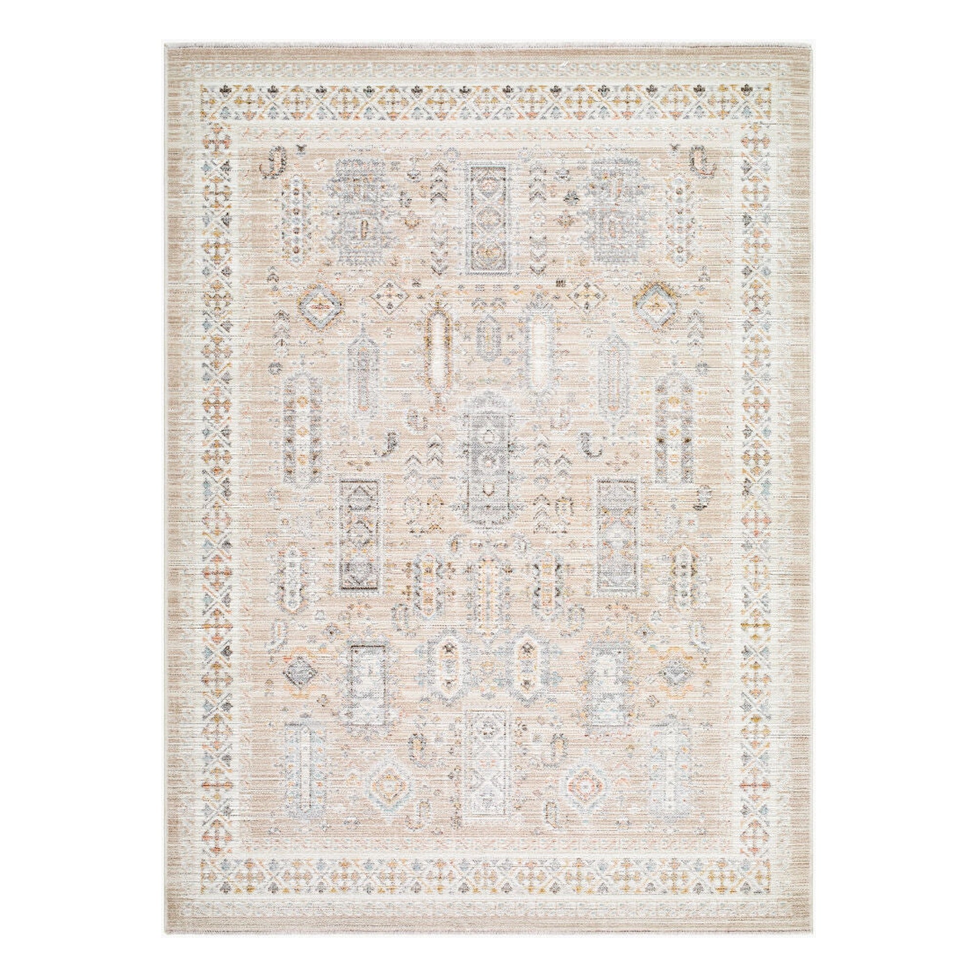 Amir Beige/Sky Blue Machine Woven Rug AMR-2300 - 5'3" x 7'