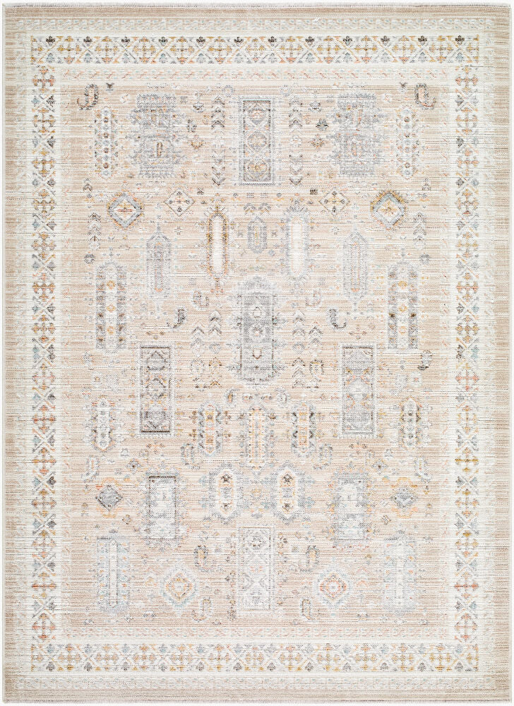 Amir Beige/Sky Blue Machine Woven Rug AMR-2300 - 5'3" x 7'