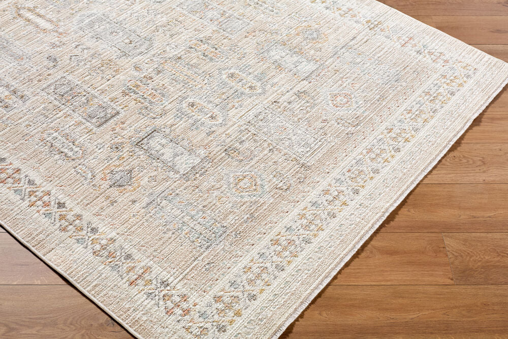 Amir Beige/Sky Blue Machine Woven Rug AMR-2300 - corner