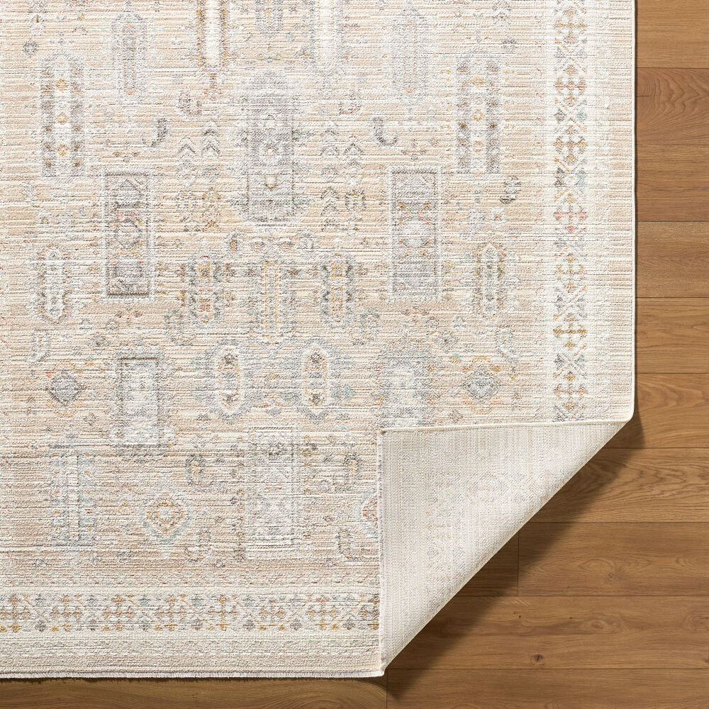 Amir Beige/Sky Blue Machine Woven Rug AMR-2300 - fold