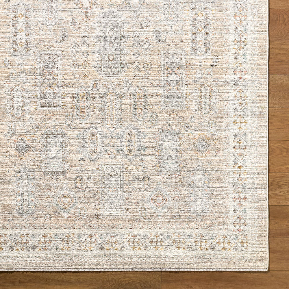 Amir Beige/Sky Blue Machine Woven Rug AMR-2300 - overhead