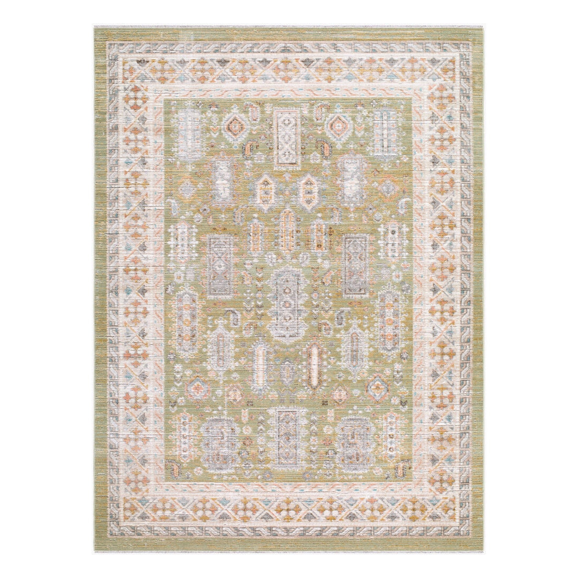 Amir Beige/Sky Blue Machine Woven Rug AMR-2301 - 5'3" x 7'