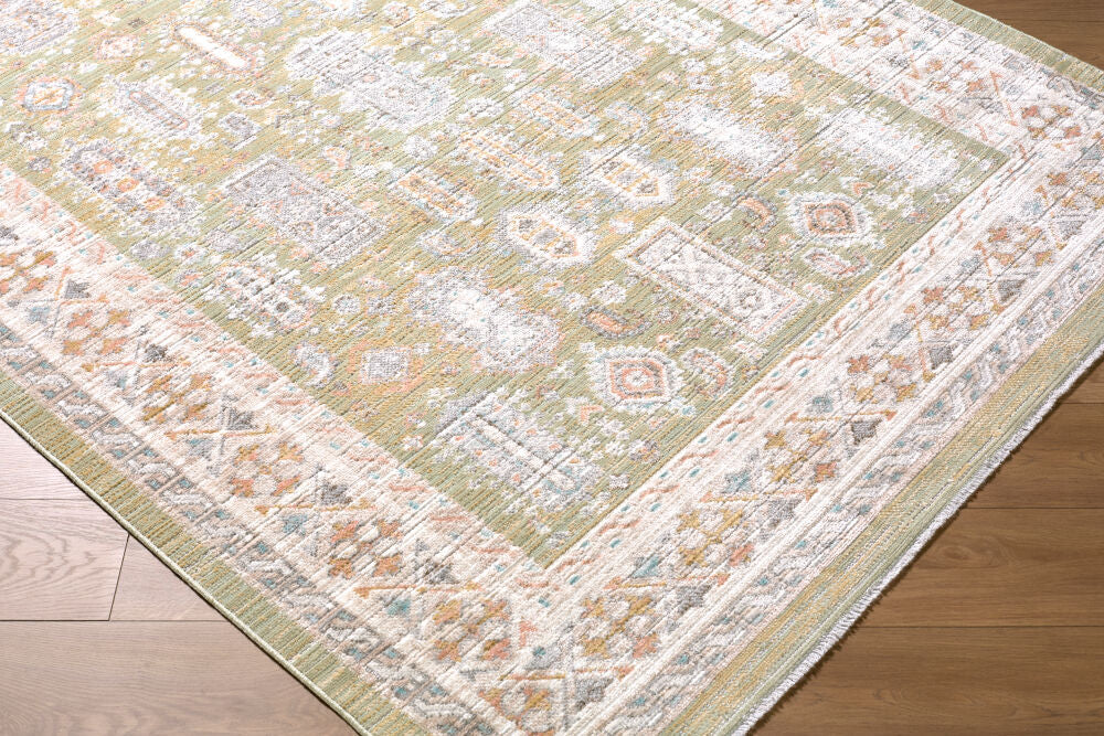 Amir Beige/Sky Blue Machine Woven Rug AMR-2301 - corner