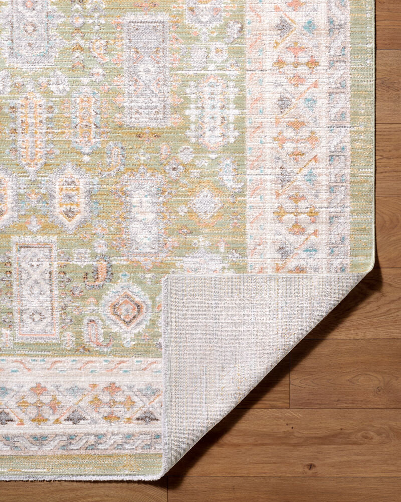 Amir Beige/Sky Blue Machine Woven Rug AMR-2301 - fold