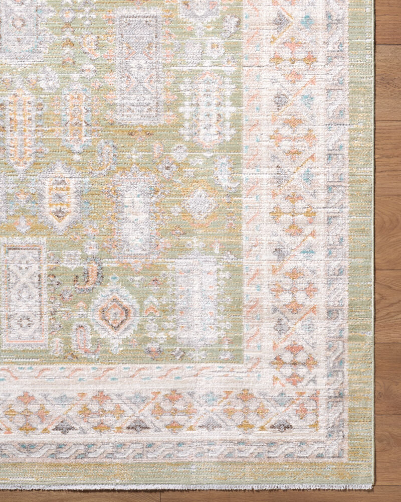 Amir Beige/Sky Blue Machine Woven Rug AMR-2301 - overhead