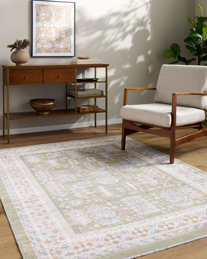 Amir Beige/Sky Blue Machine Woven Rug AMR-2301 - roomscene