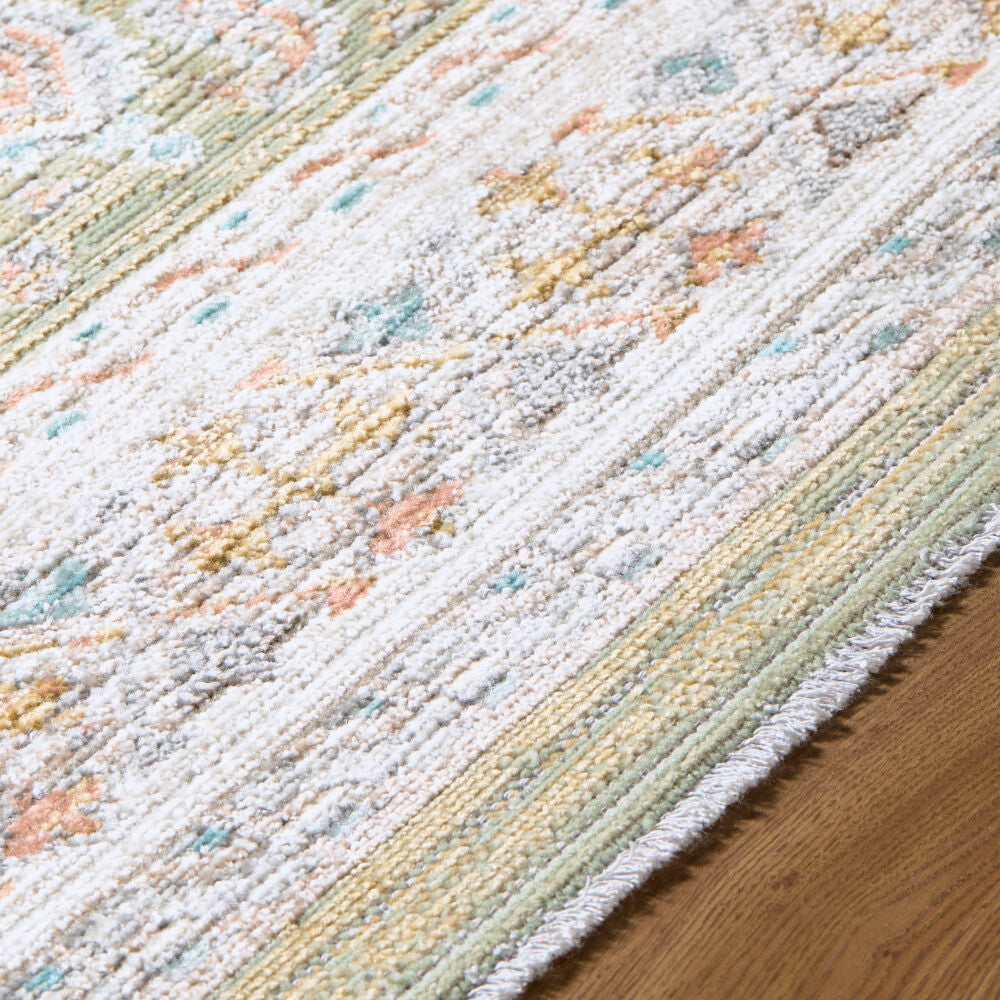 Amir Beige/Sky Blue Machine Woven Rug AMR-2301 - texture
