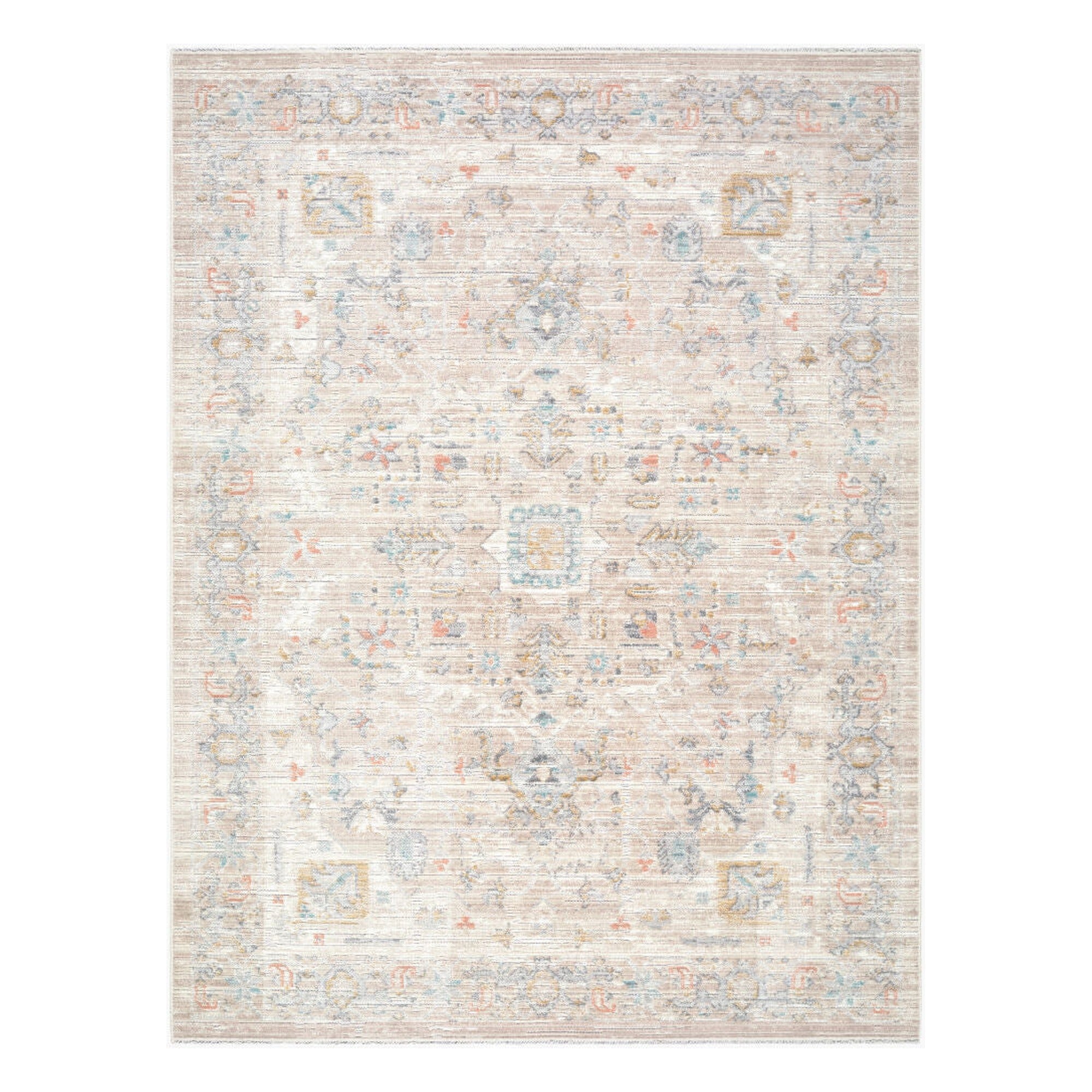 Amir Beige/Sky Blue Machine Woven Rug AMR-2302 - 5'3" x 7'