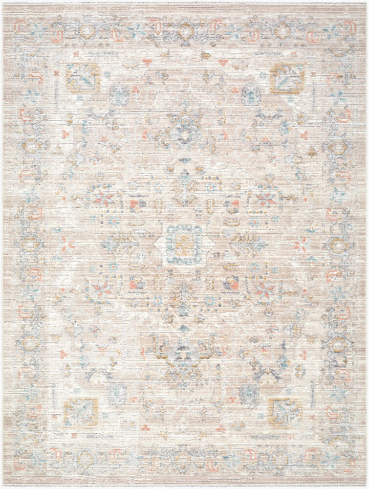 Amir Beige/Sky Blue Machine Woven Rug AMR-2302 - 5'3" x 7'