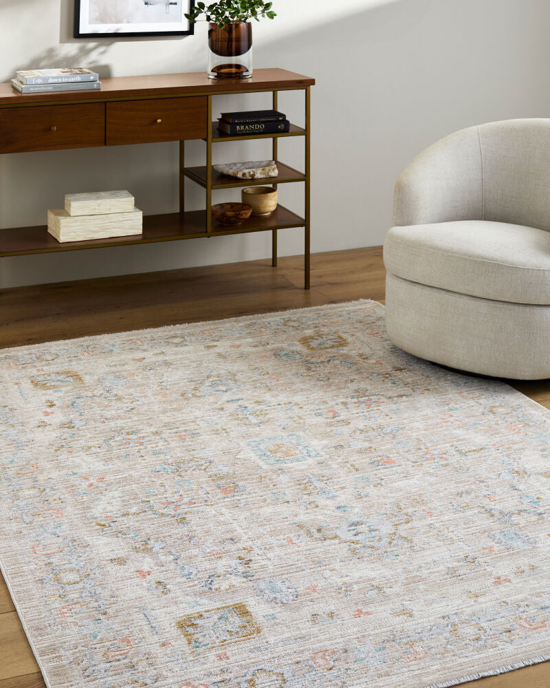 Amir Beige/Sky Blue Machine Woven Rug AMR-2302 - roomscene