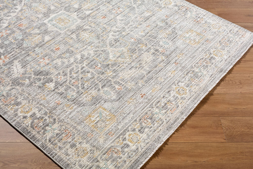 Amir Beige/Sky Blue Machine Woven Rug AMR-2303 - corner