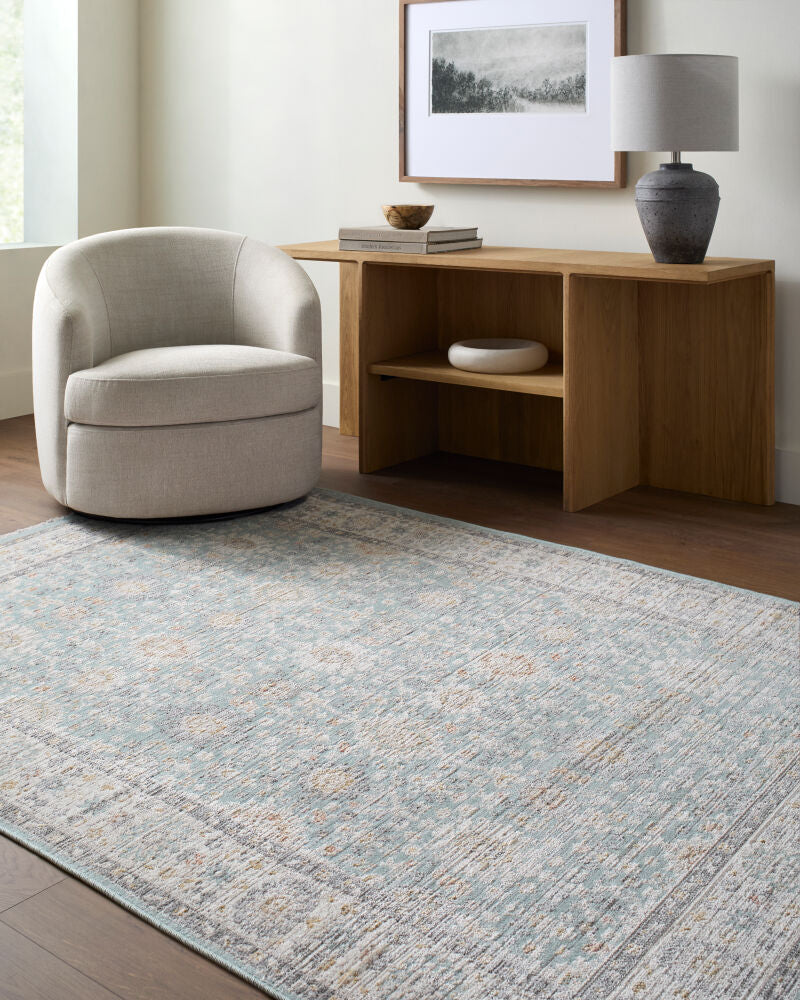 Amir Beige/Sky Blue Machine Woven Rug AMR-2304 - roomscene