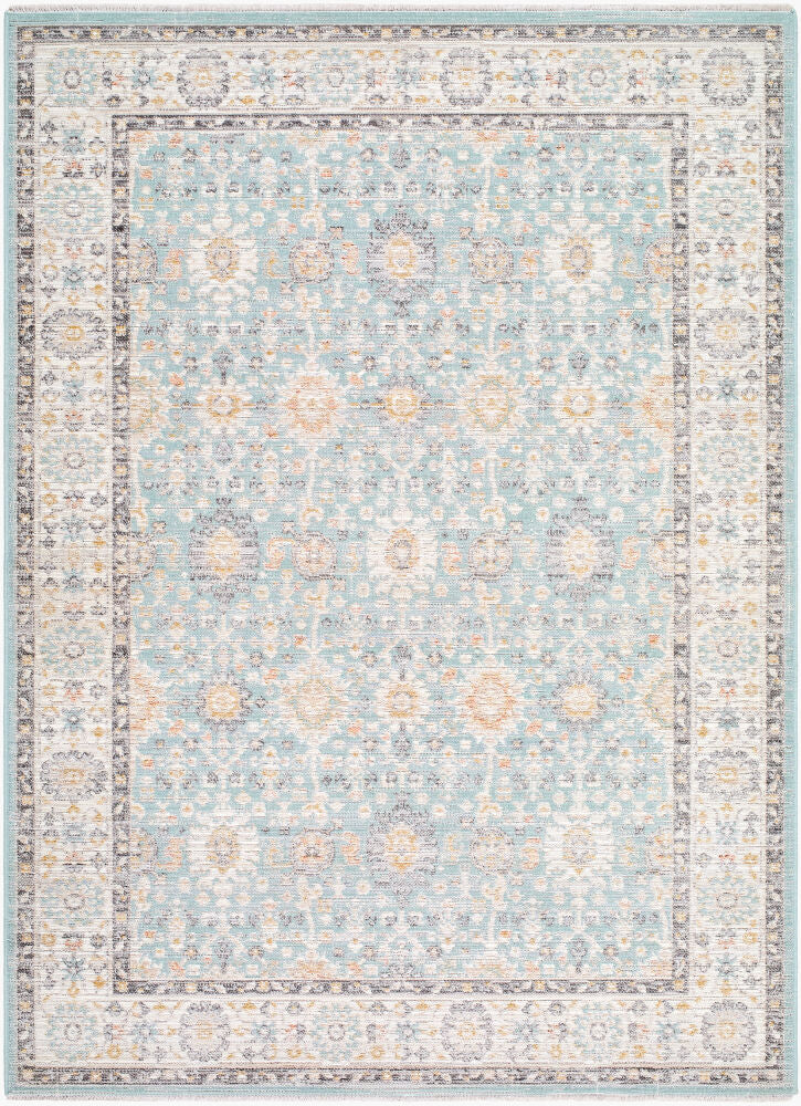 Amir Beige/Sky Blue Machine Woven Rug AMR-2304 - 5'3" x 7'