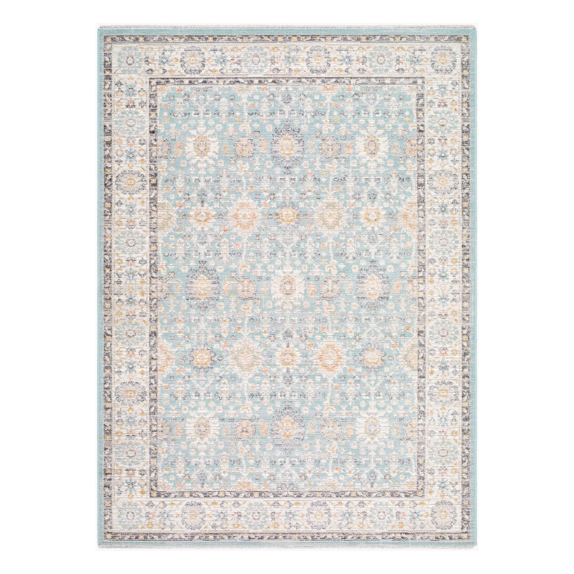 Amir Beige/Sky Blue Machine Woven Rug AMR-2304 - 5'3" x 7'