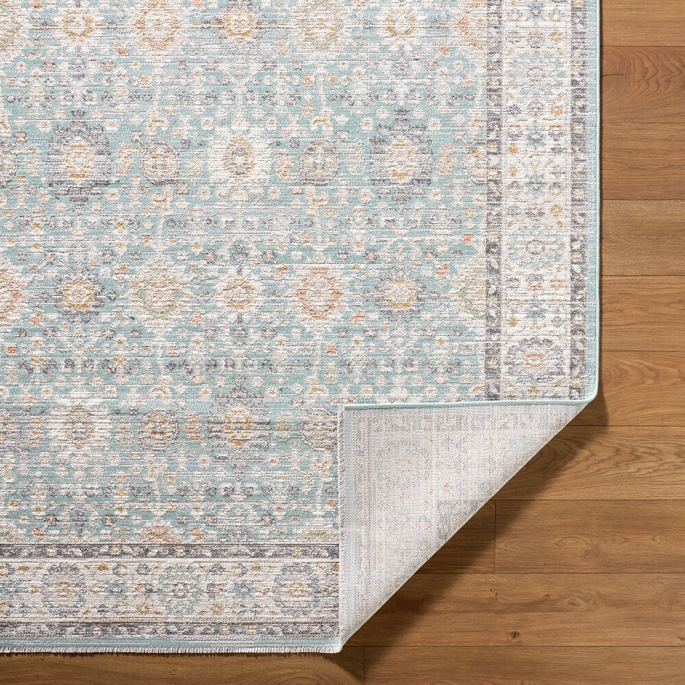 Amir Beige/Sky Blue Machine Woven Rug AMR-2304 - fold
