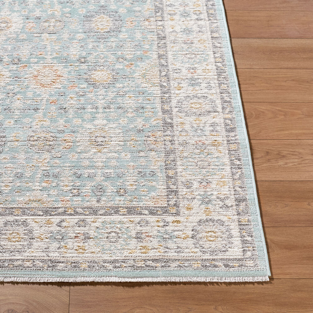 Amir Beige/Sky Blue Machine Woven Rug AMR-2304 - front