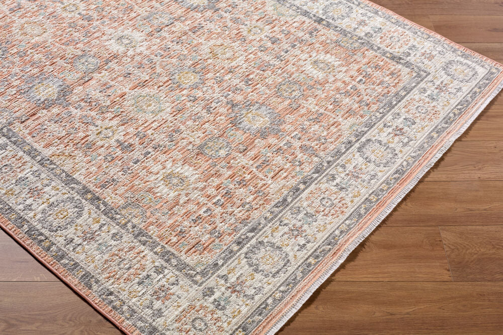 Amir Beige/Sky Blue Machine Woven Rug AMR-2305 - corner