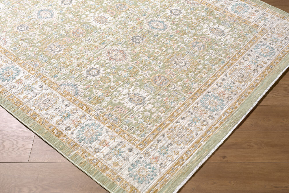 Amir Beige/Sky Blue Machine Woven Rug AMR-2306 - corner