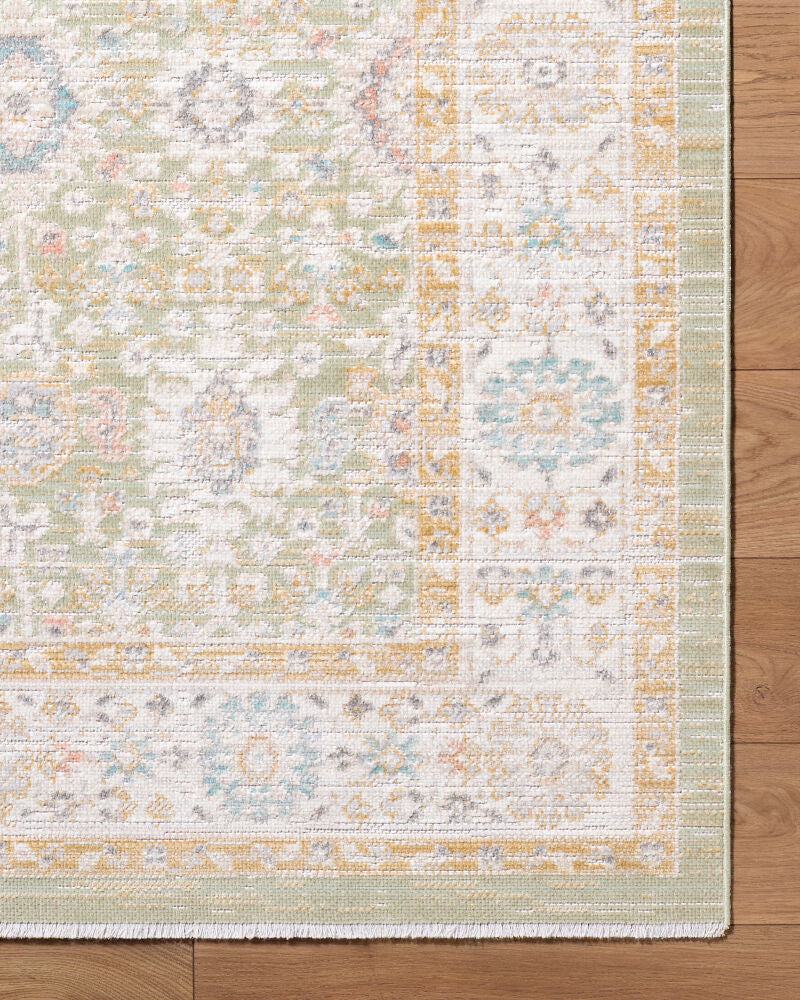 Amir Beige/Sky Blue Machine Woven Rug AMR-2306 - overhead