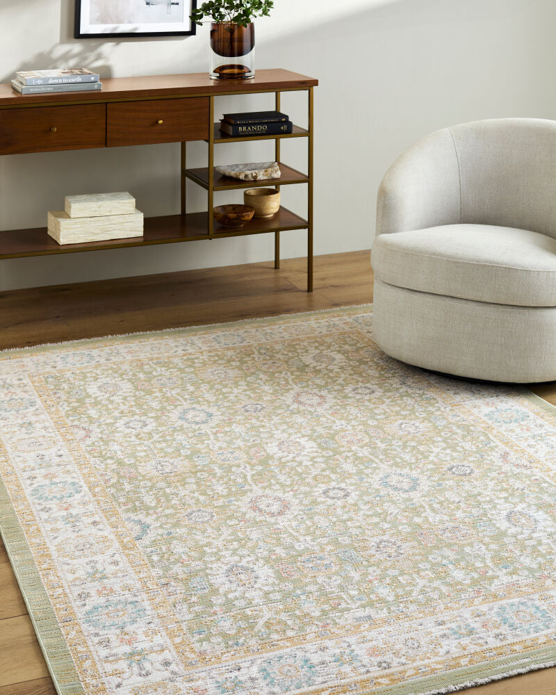 Amir Beige/Sky Blue Machine Woven Rug AMR-2306 - roomscene