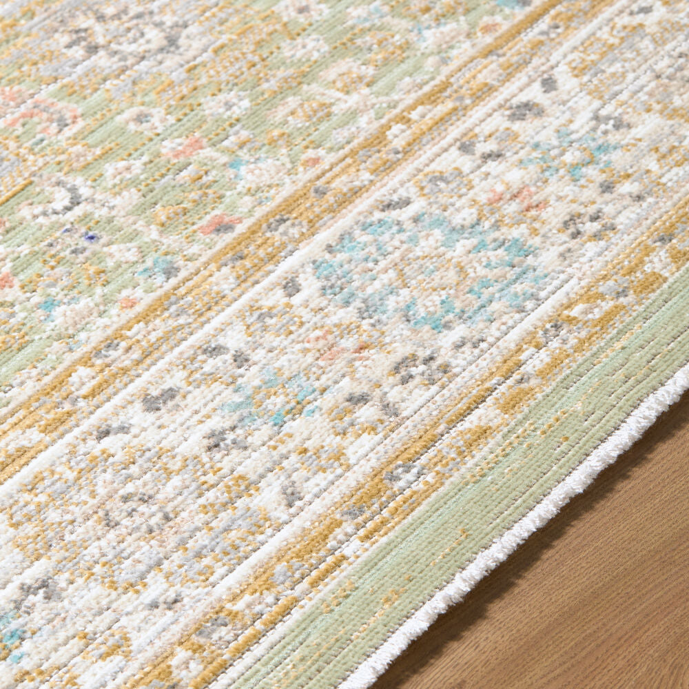 Amir Beige/Sky Blue Machine Woven Rug AMR-2306 - texture