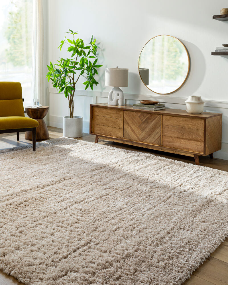 Angora Oatmeal Machine Woven Rug - roomscene