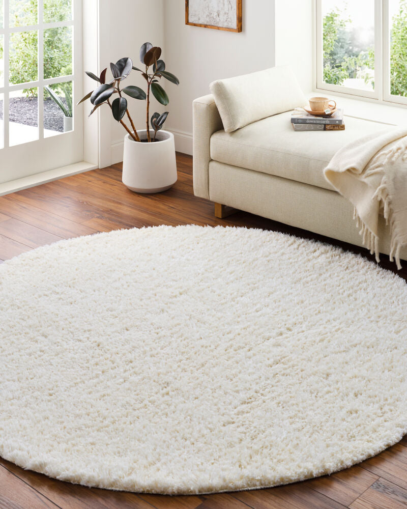 Angora Cream Machine Woven Rug - roomscene