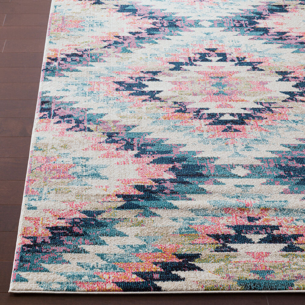 Anika Aqua/White Machine Woven Rug - front