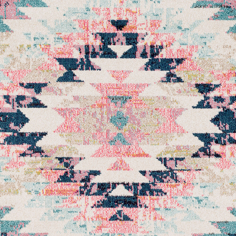 Anika Aqua/White Machine Woven Rug - swatch