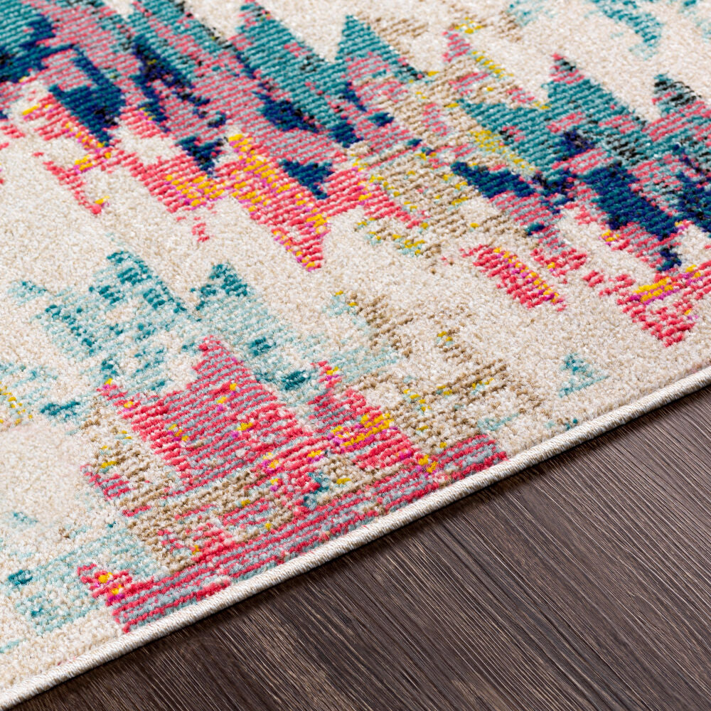 Anika Aqua/White Machine Woven Rug - texture