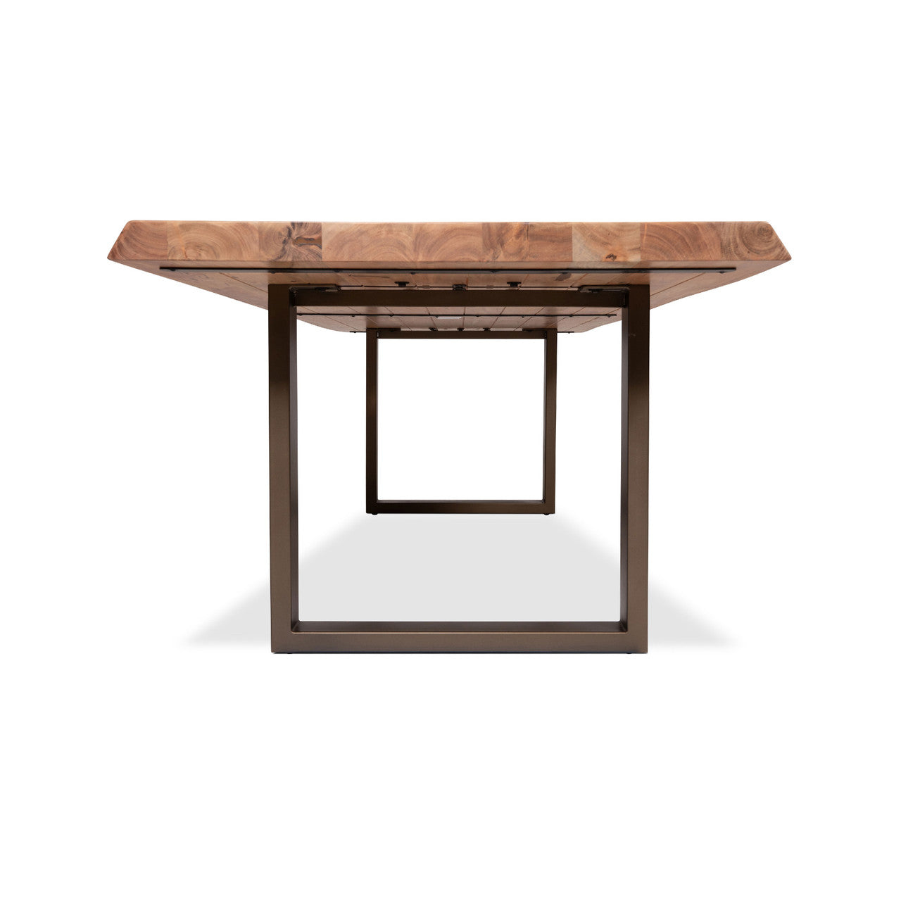 Brooks - Dining Table - U Base - 40" x 92" - Teak Top - Brass Base