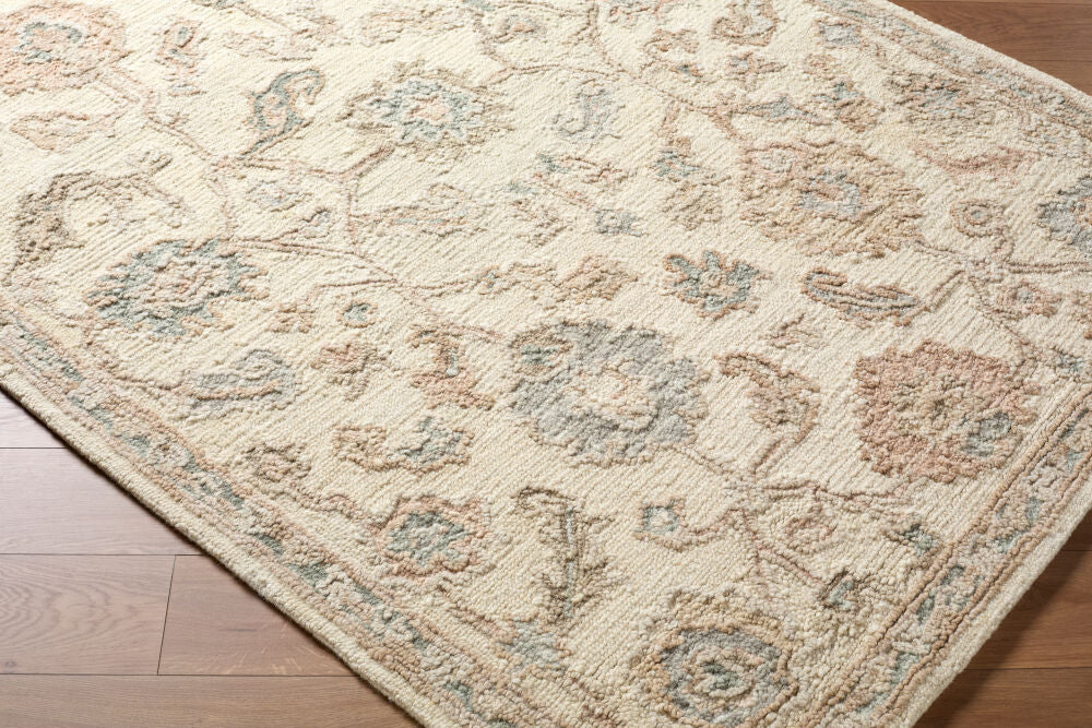 Arnold Blush/White Handmade Rug AOD-2301 - corner