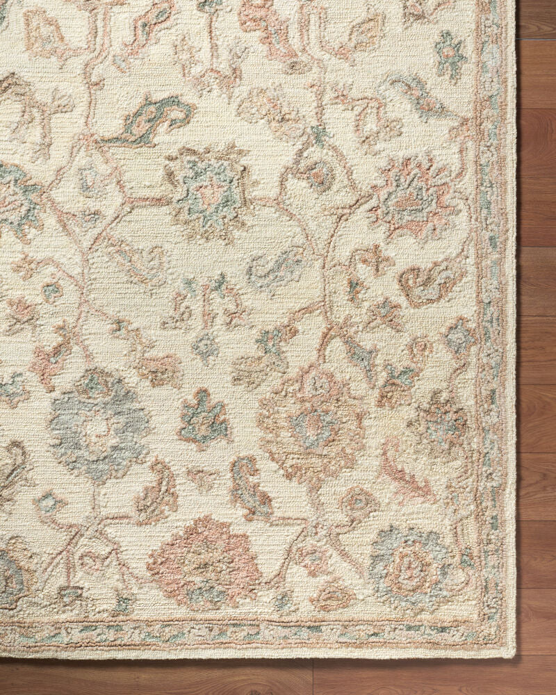 Arnold Blush/White Handmade Rug AOD-2301 - overhead